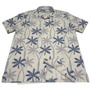 Tommy Bahama Shirt Men's Button Down 100% Silk Original Fit Hawaiian Palms 2XL